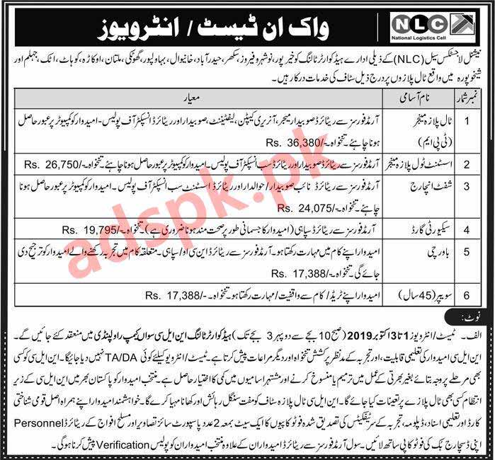 NLC Walk in Test Interviews Rawalpindi Jobs 2019 for Toll Plaza Manager Assistant Toll Plaza Manager Shift Incharge Security Guard Jobs Test Interviews Deadline 03-10-2019 Apply Now