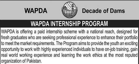 WAPDA Paid Internship Program 2023 Batch 04 for Fresh Graduates Apply Online
